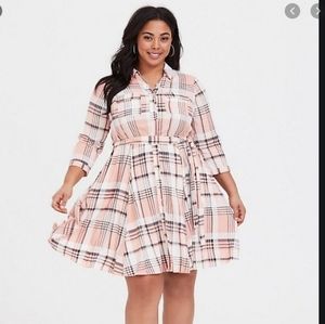 Torrid Plaid Challis Button Down Dress